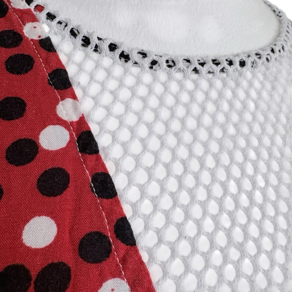MINKPINK Red, Black Babydoll Patchwork Paisley Fit and Flare Polka Mini Dress XS - Picture 5 of 8